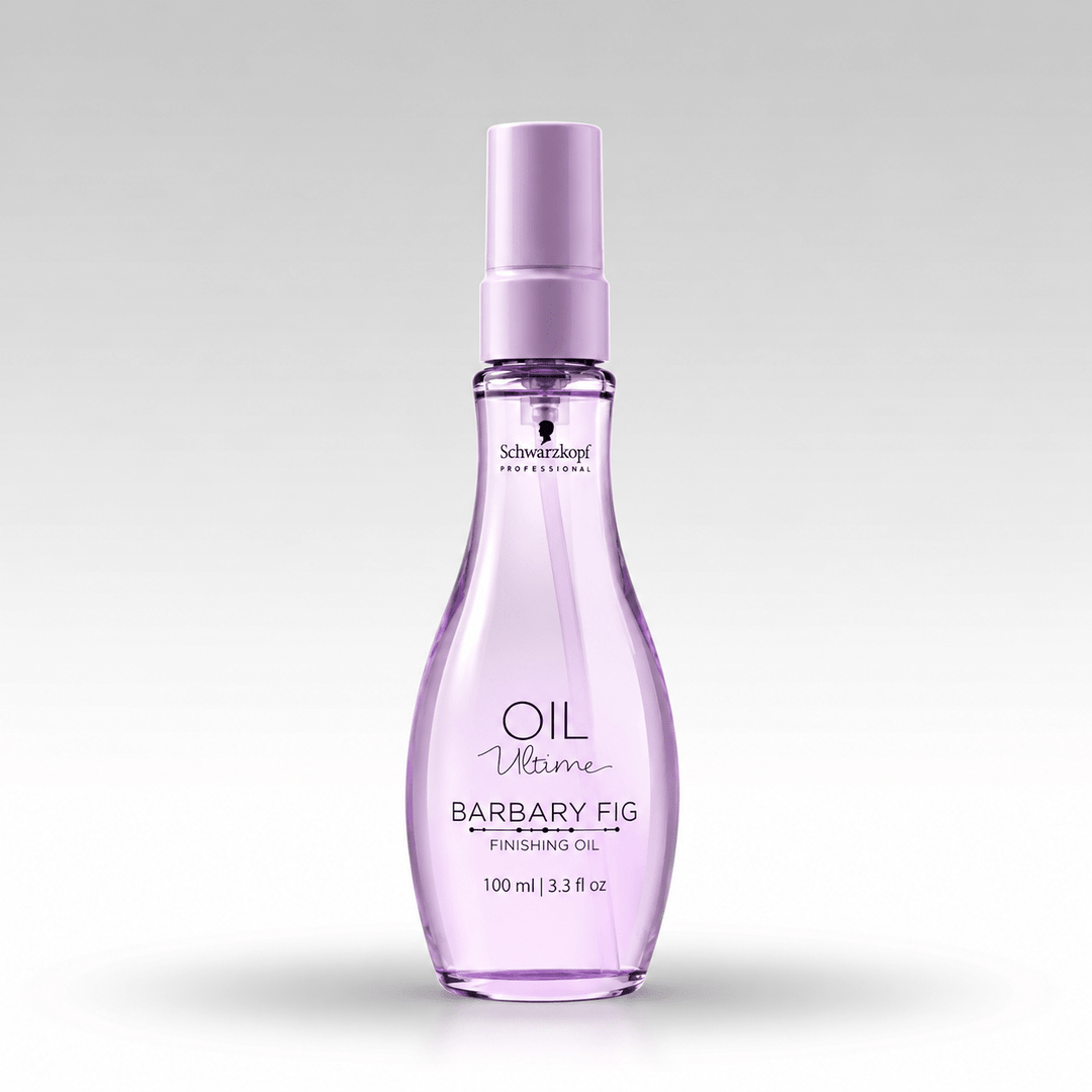Aceite Capilar Barbary Fig Schwarzkopf sobre fondo gris claro y sombra suave