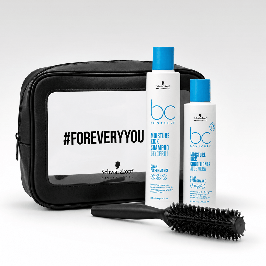 Pack Moisture Kick Shampoo + Acondicionador + Cosmetiquero + Cepillo - SCHWARZKOPF